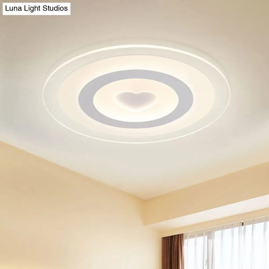 Modern Ultrathin Acrylic Led Ceiling Lamp With Heart Design - Warm/White Light White / Warm