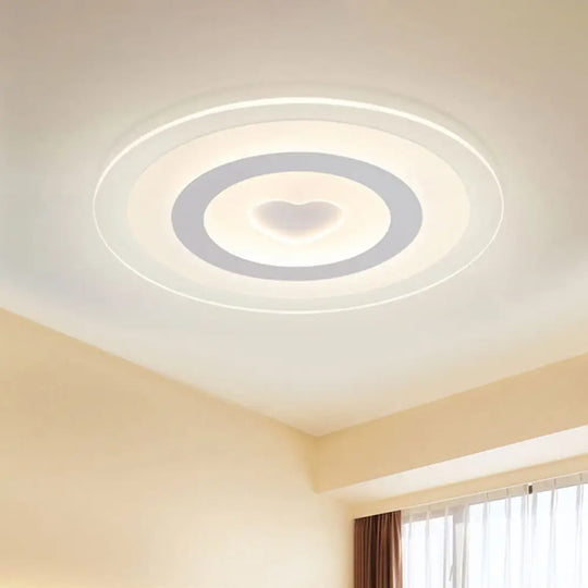 Modern Ultrathin Acrylic Led Ceiling Lamp With Heart Design - Warm/White Light White / Warm