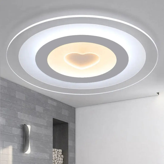 Modern Ultrathin Acrylic Led Ceiling Lamp With Heart Design - Warm/White Light White / Inner Warm