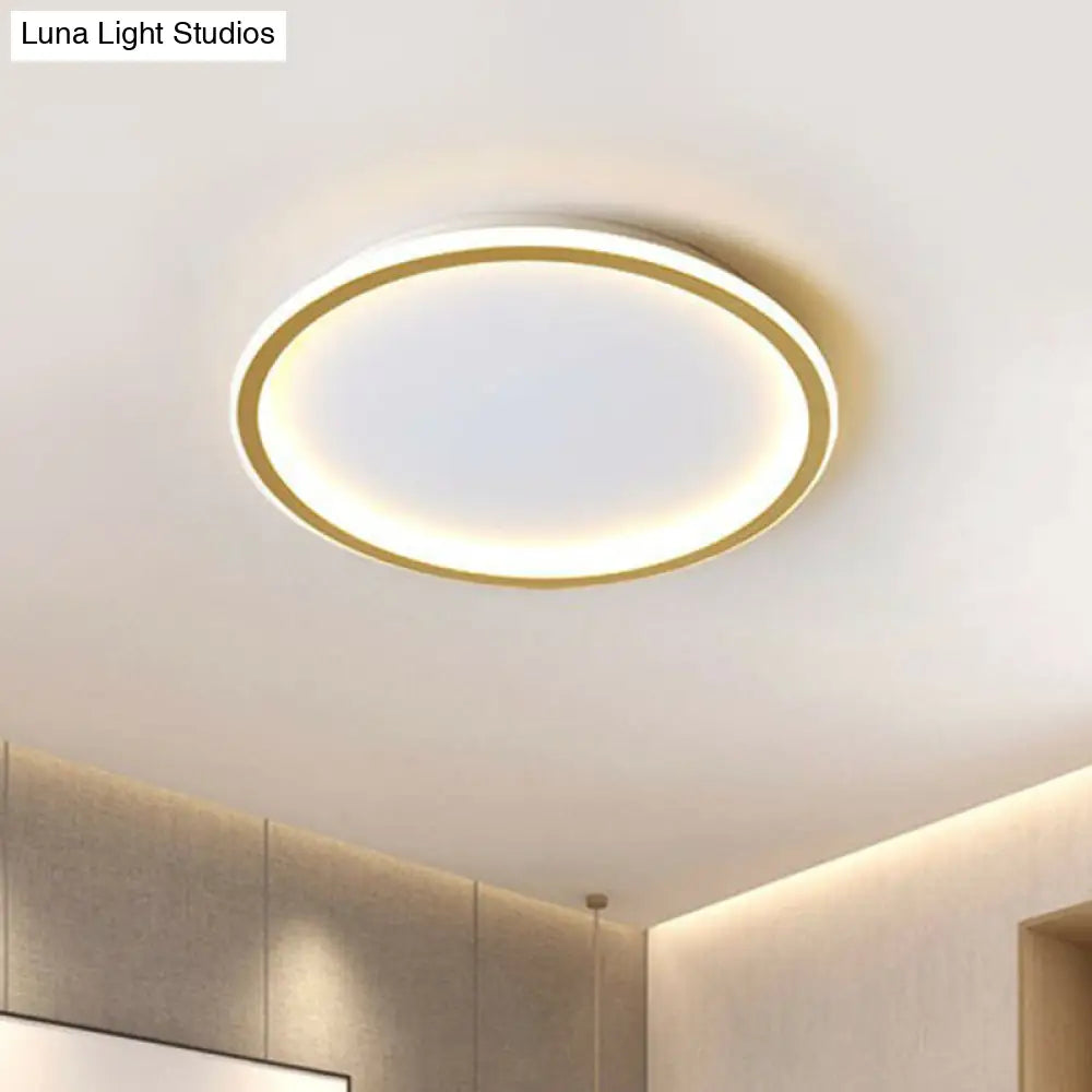 Modern Ultrathin Circle Flush Ceiling Light In Gold With Led For Living Room - Simplicity Series