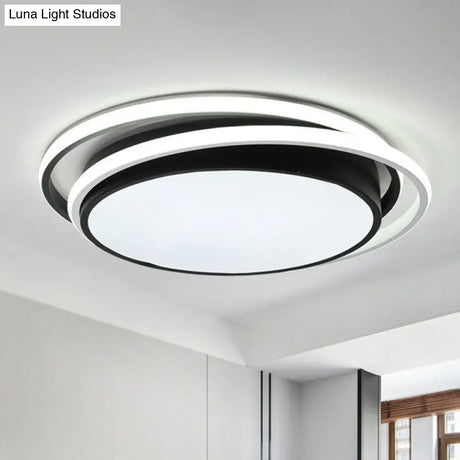Modern Ultrathin Led Flush Mount Acrylic Round Ceiling Light For Living Room Black / 15 White