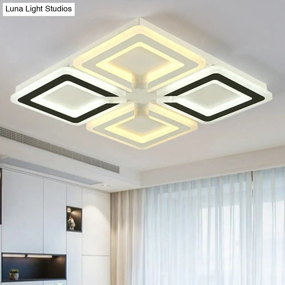 Modern Ultrathin Led Flush Mount Ceiling Light In Stylish Black And White Acrylic