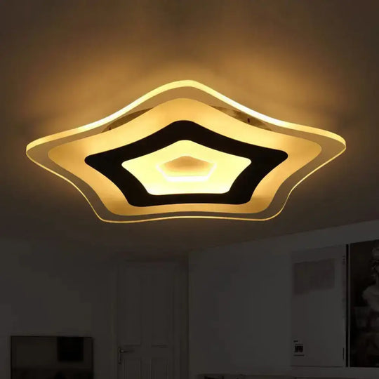 Modern Ultrathin Led Star Ceiling Lamp In Warm/White Light - 8’/16.5’/20.5’ W White / 8’ Warm