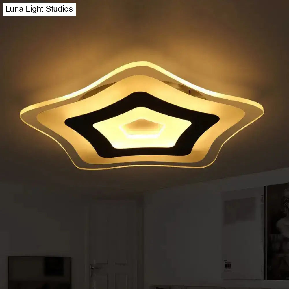 Modern Ultrathin Led Star Ceiling Lamp In Warm/White Light - 8’/16.5’/20.5’ W