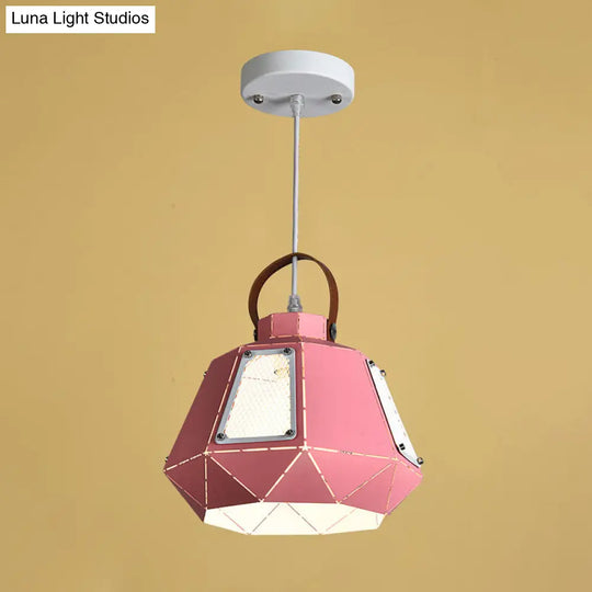 Modern Urn Pendant Light - 10’/14’ Metal Grey/Pink/Yellow With Handle