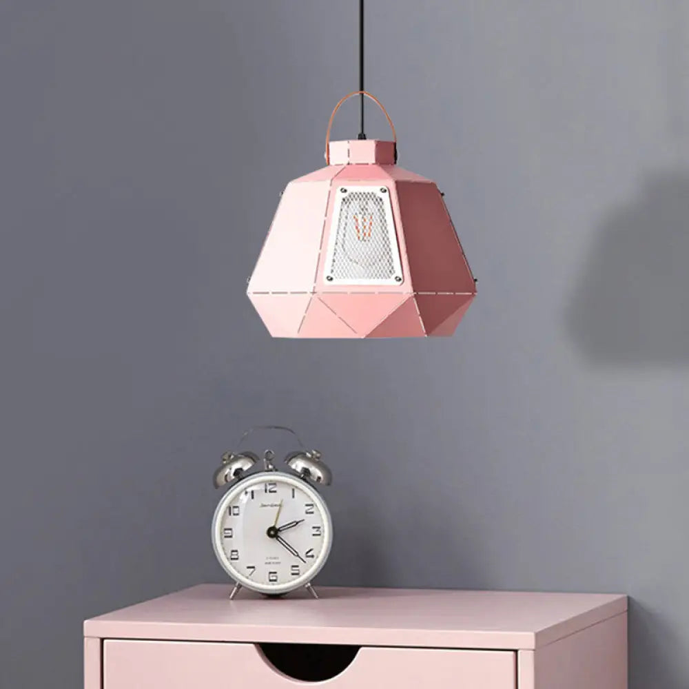 Modern Urn Pendant Light - 10’/14’ Metal Grey/Pink/Yellow With Handle Pink / 10’