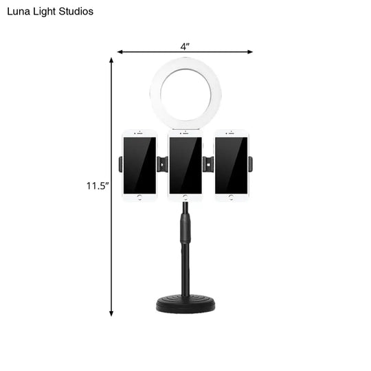 Modern Usb Vanity Light - Phone Support Led Fill Flush Lamp With Black Finish & Round Metal Shade