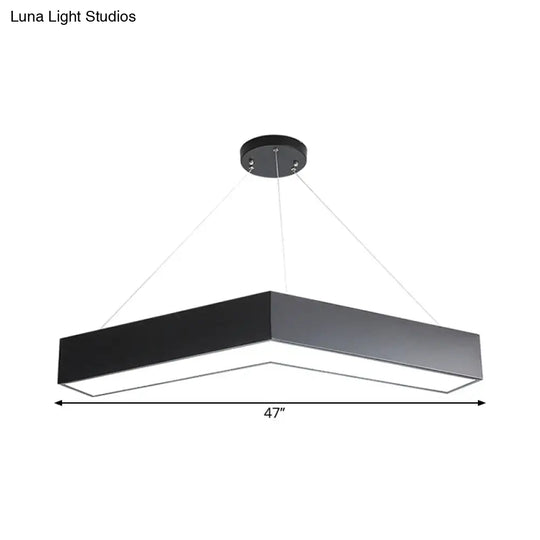 Commercial Pendant Lighting: V-Shaped Minimalism Hanging Lamp Black/White Led 23.5/35.5/47 Wide