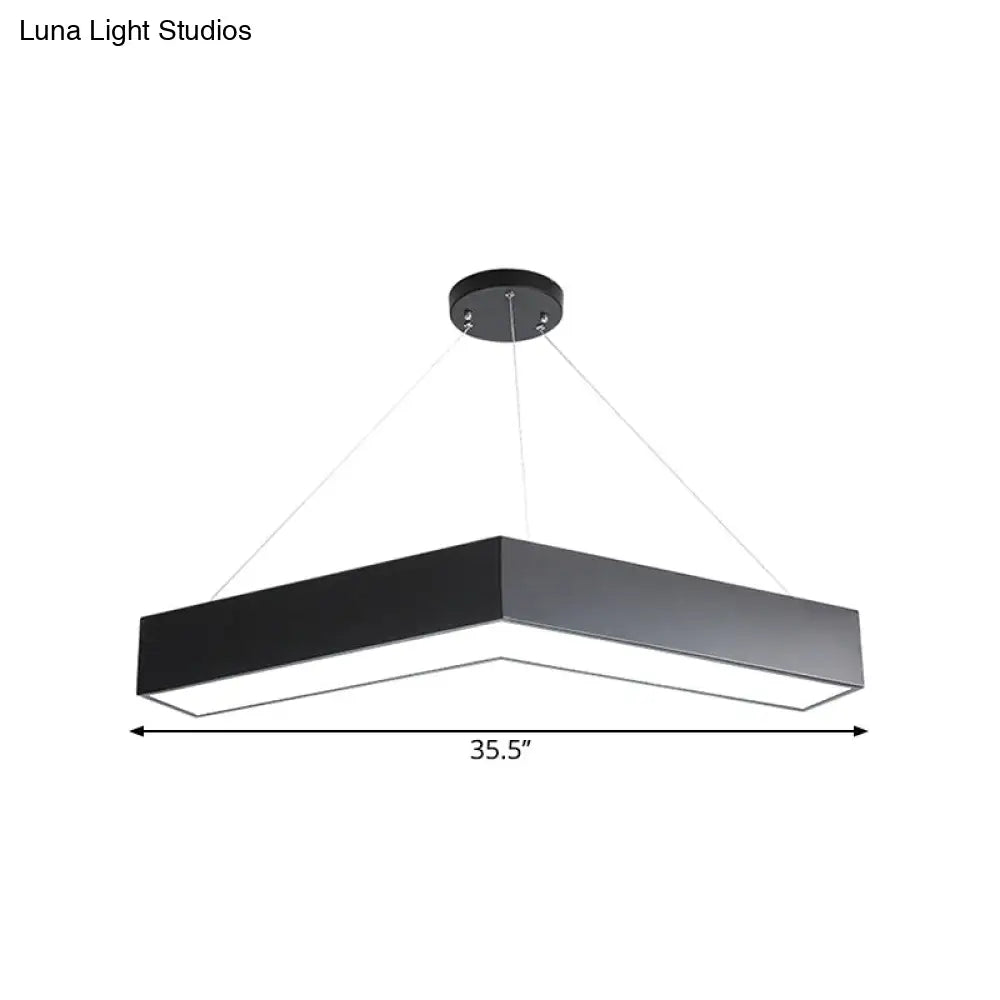 Commercial Pendant Lighting: V-Shaped Minimalism Hanging Lamp Black/White Led 23.5/35.5/47 Wide