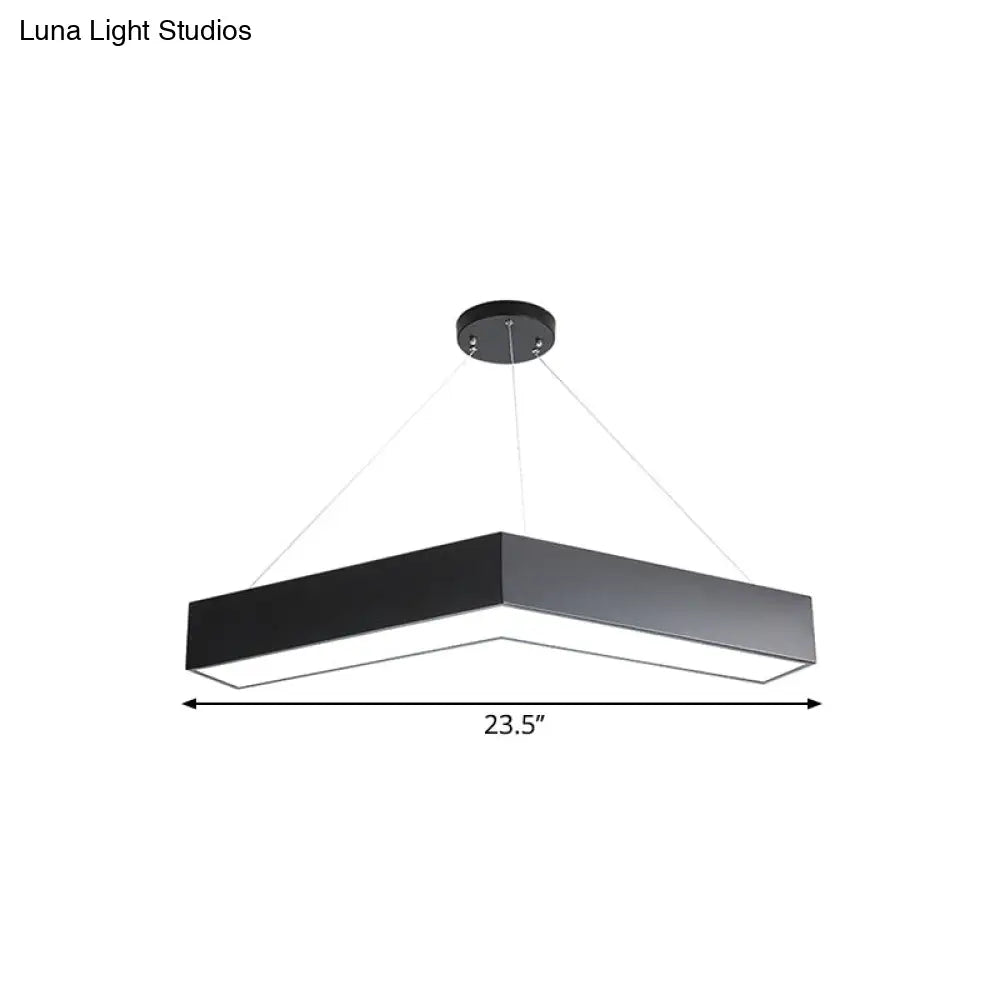 Modern V-Shaped Commercial Pendant Led Hanging Lamp Minimalistic Metal Black/White