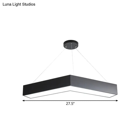 Commercial Pendant Lighting: V-Shaped Minimalism Hanging Lamp Black/White Led 23.5/35.5/47 Wide