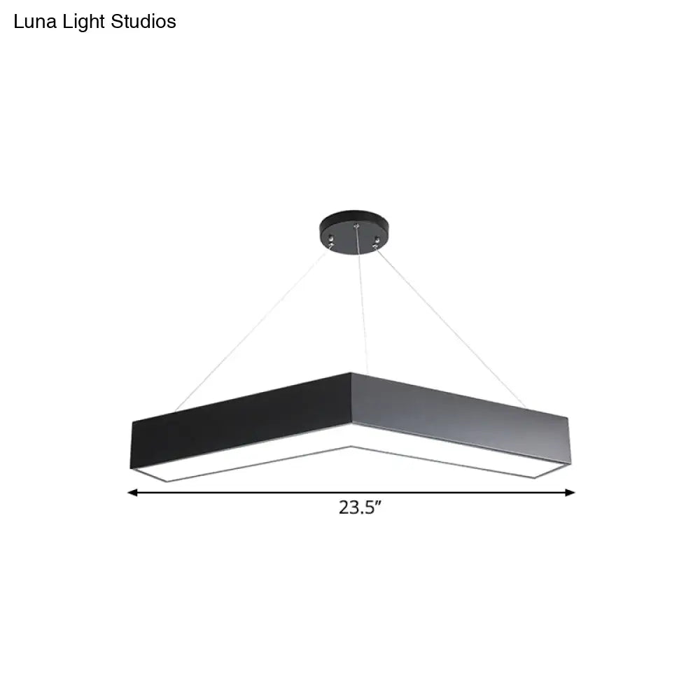 Commercial Pendant Lighting: V-Shaped Minimalism Hanging Lamp Black/White Led 23.5/35.5/47 Wide