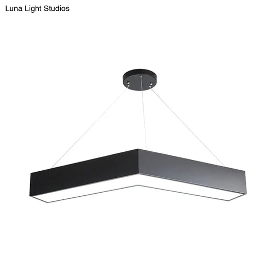 Commercial Pendant Lighting: V-Shaped Minimalism Hanging Lamp Black/White Led 23.5/35.5/47 Wide