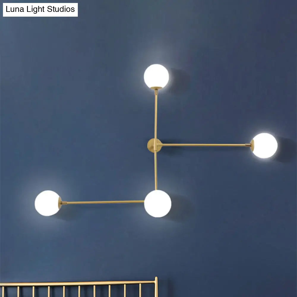 Modern Wall Lamp With Crossed Lines Glass Shade Black/Gold Finish - 2/4 Lights