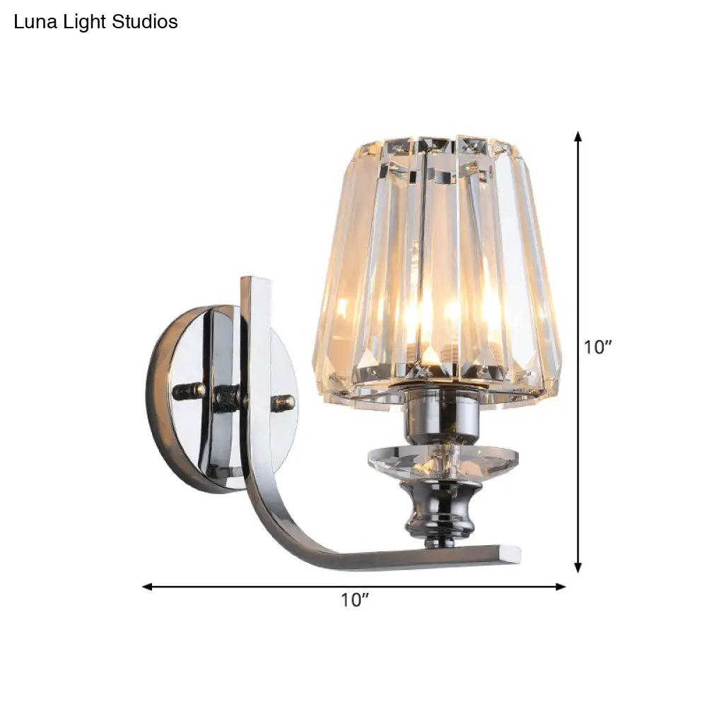 Modern Wall Mount Lamp | 1 Bulb Sconce Light For Living Room Chrome Finish With Crystal