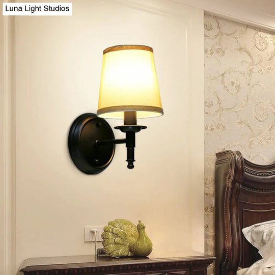 Modern Wall Mounted Reading Lamp With Minimalist Cone Shade Fabric