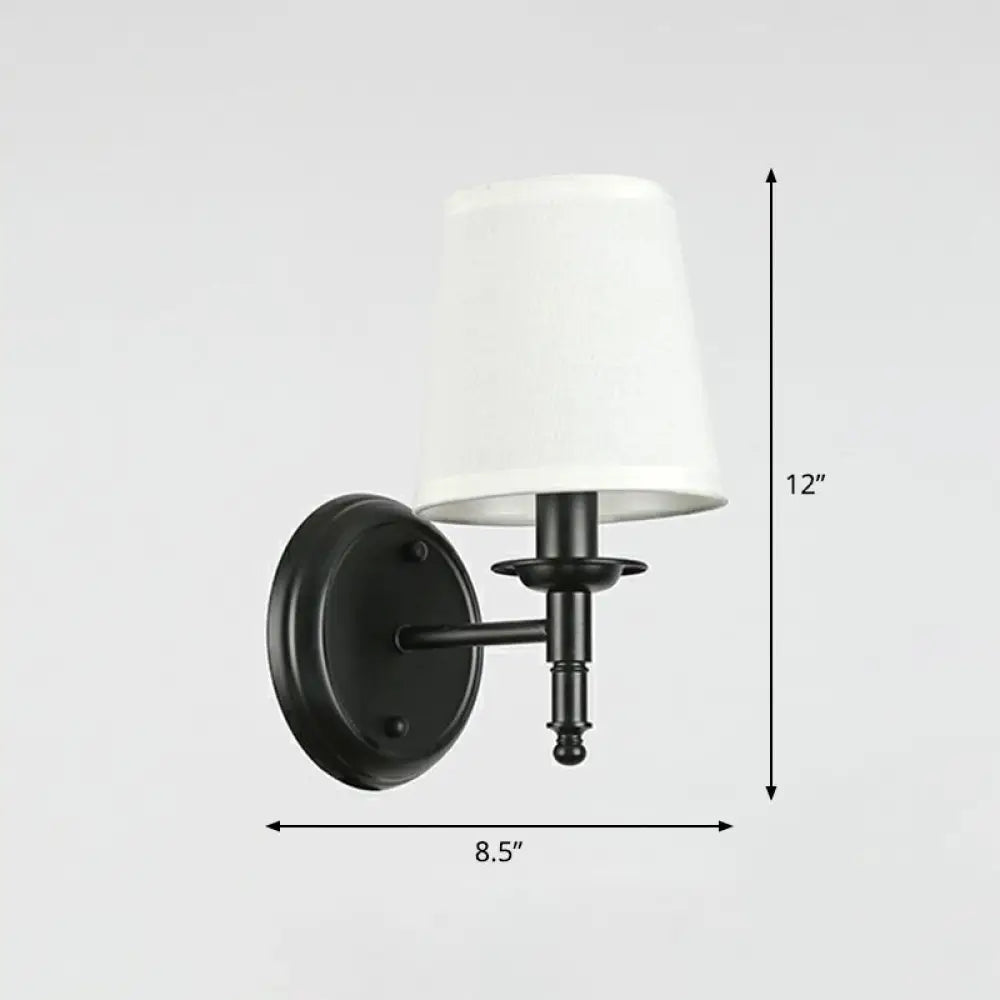 Modern Wall Mounted Reading Lamp With Minimalist Cone Shade Fabric White