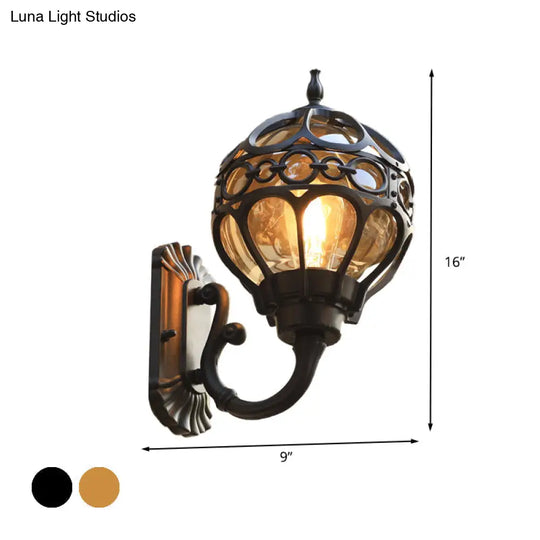 Modern Wall Sconce Light - Aluminum Black/Brass Sphere Lamp With Clear Glass Shade