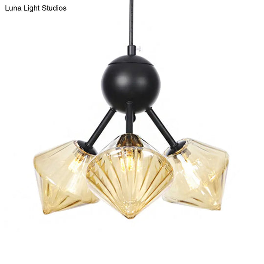 Diamond Living Room Chandelier Lamp - Warehouse Style Pendant Lighting With Sputnik Design 3/9/12