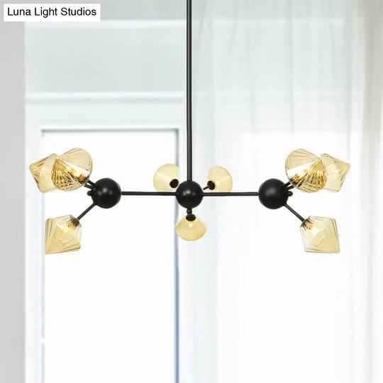 Diamond Living Room Chandelier Lamp - Warehouse Style Pendant Lighting With Sputnik Design 3/9/12