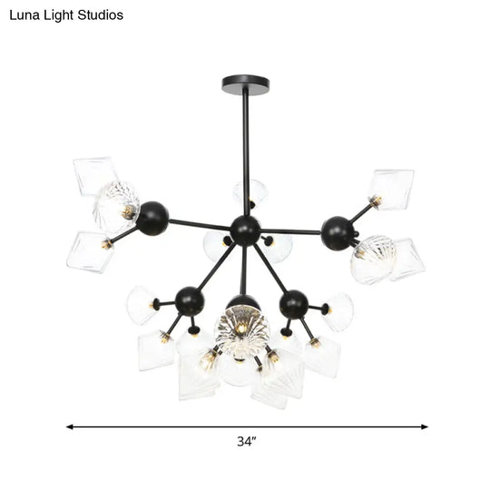 Diamond Living Room Chandelier Lamp - Warehouse Style Pendant Lighting With Sputnik Design 3/9/12