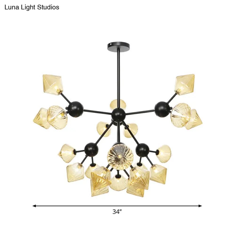 Diamond Living Room Chandelier Lamp - Warehouse Style Pendant Lighting With Sputnik Design 3/9/12