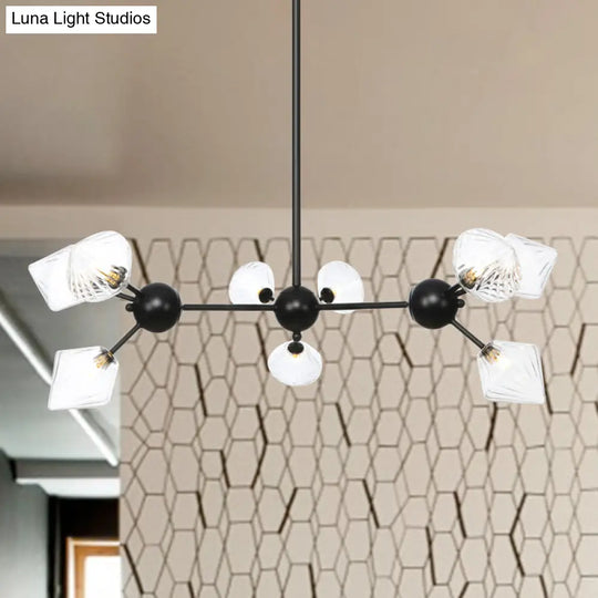 Diamond Living Room Chandelier Lamp - Warehouse Style Pendant Lighting With Sputnik Design 3/9/12