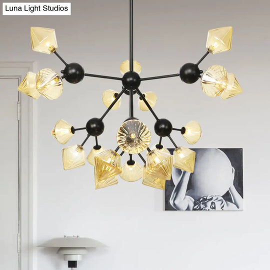 Diamond Living Room Chandelier Lamp - Warehouse Style Pendant Lighting With Sputnik Design 3/9/12