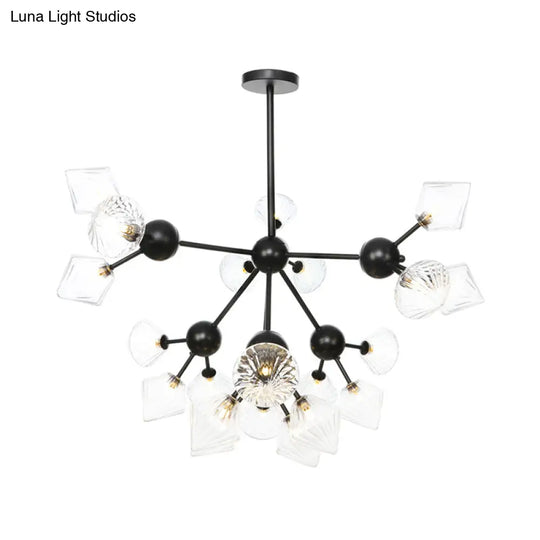 Diamond Living Room Chandelier Lamp - Warehouse Style Pendant Lighting With Sputnik Design 3/9/12