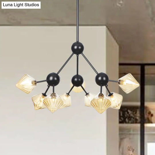 Diamond Living Room Chandelier Lamp - Warehouse Style Pendant Lighting With Sputnik Design 3/9/12