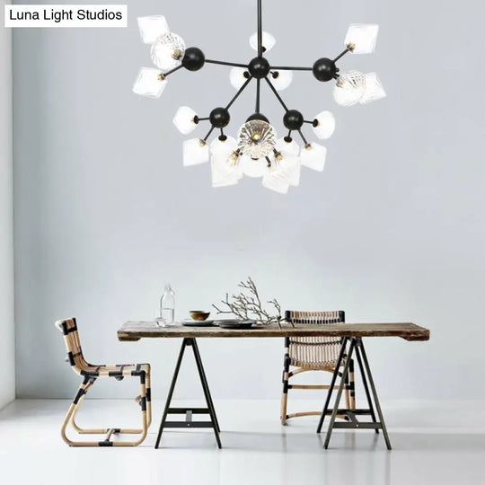 Diamond Living Room Chandelier Lamp - Warehouse Style Pendant Lighting With Sputnik Design 3/9/12