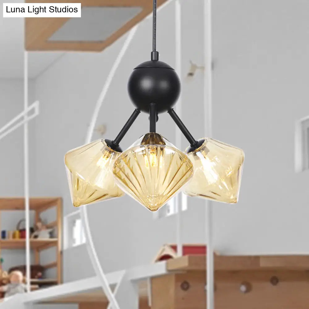 Diamond Living Room Chandelier Lamp - Warehouse Style Pendant Lighting With Sputnik Design 3/9/12