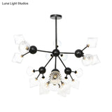 Modern Warehouse Style Chandelier Lamp With Diamond Design - 13’/27.5’/34’ Width Amber/Clear