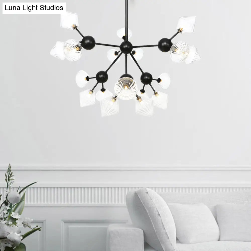 Diamond Living Room Chandelier Lamp - Warehouse Style Pendant Lighting With Sputnik Design 3/9/12