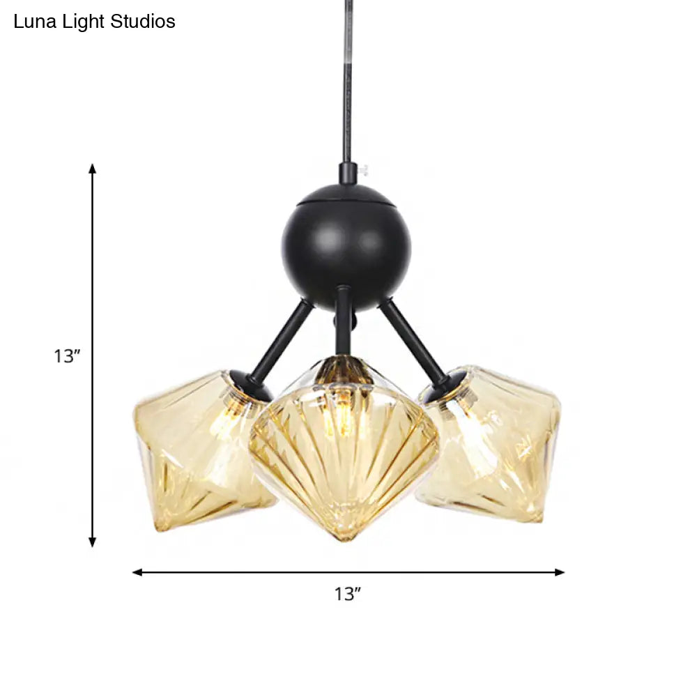 Diamond Living Room Chandelier Lamp - Warehouse Style Pendant Lighting With Sputnik Design 3/9/12