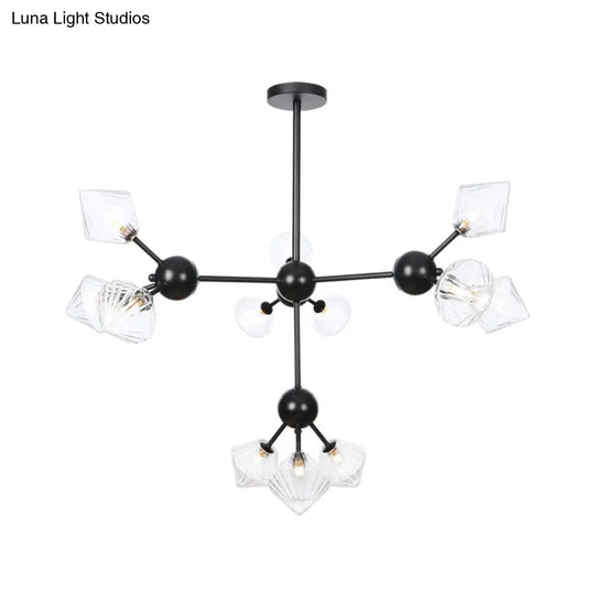 Modern Warehouse Style Chandelier Lamp With Diamond Design - 13’/27.5’/34’ Width Amber/Clear