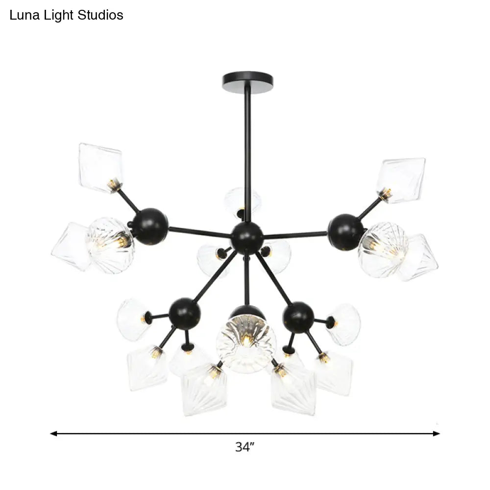 Diamond Living Room Chandelier Lamp - Warehouse Style Pendant Lighting With Sputnik Design 3/9/12