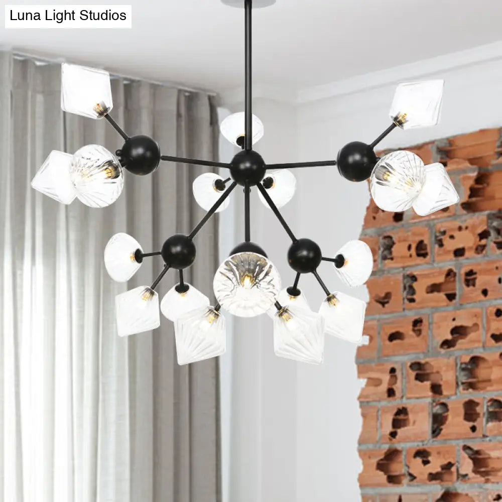 Diamond Living Room Chandelier Lamp - Warehouse Style Pendant Lighting With Sputnik Design 3/9/12