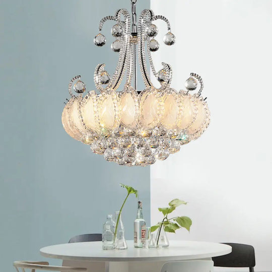 Modern Waterfall Crystal Chandelier - 5-Head Pendant Light Fixture In Chrome/Gold Chrome