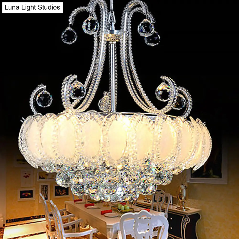 Modern Waterfall Crystal Chandelier - 5-Head Pendant Light Fixture In Chrome/Gold