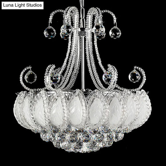 Modern Waterfall Crystal Chandelier - 5-Head Pendant Light Fixture In Chrome/Gold