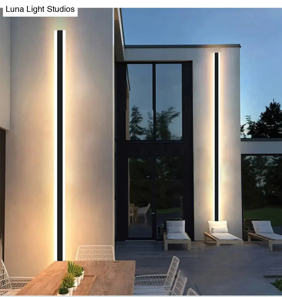 Modern Waterproof Outdoor Long Strip Led Wall Lamp Ip65 Aluminum Light Garden Porch Sconce 110V