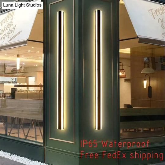 Modern Waterproof Outdoor Long Strip Led Wall Lamp Ip65 Aluminum Light Garden Porch Sconce 110V