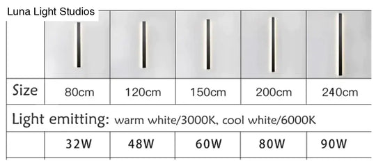 Modern Waterproof Outdoor Long Strip Led Wall Lamp Ip65 Aluminum Light Garden Porch Sconce 110V