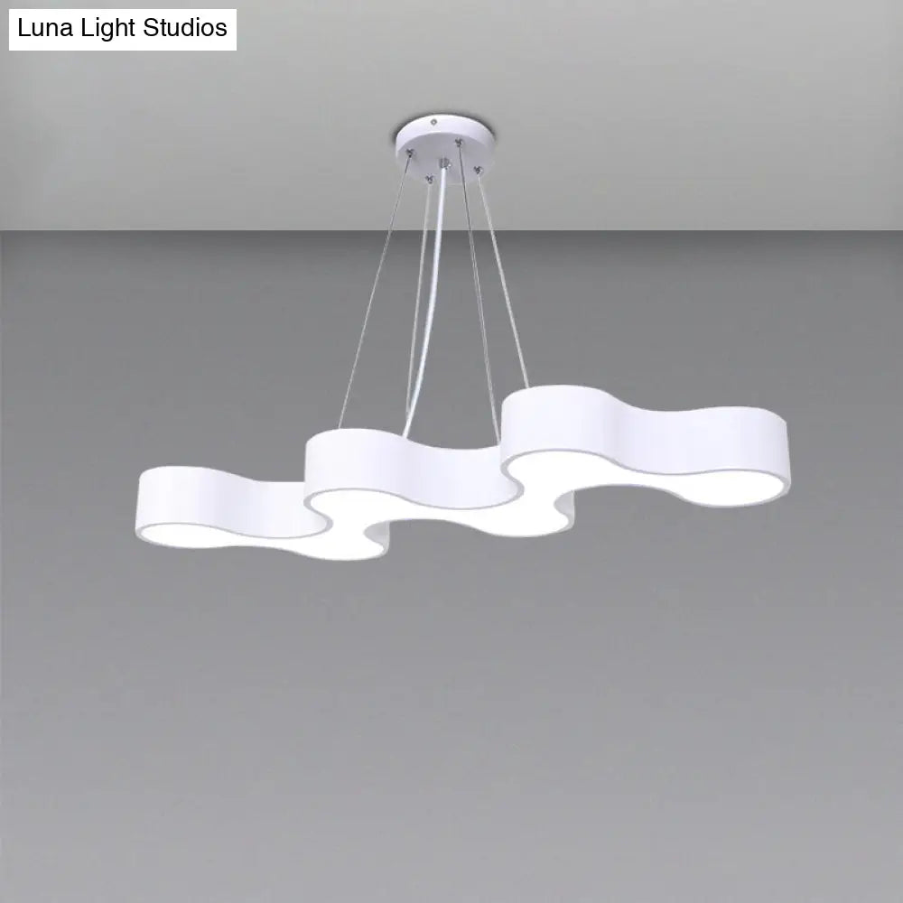 Modern Led Wave Suspension Light: Acrylic Chandelier For Meeting Rooms White /