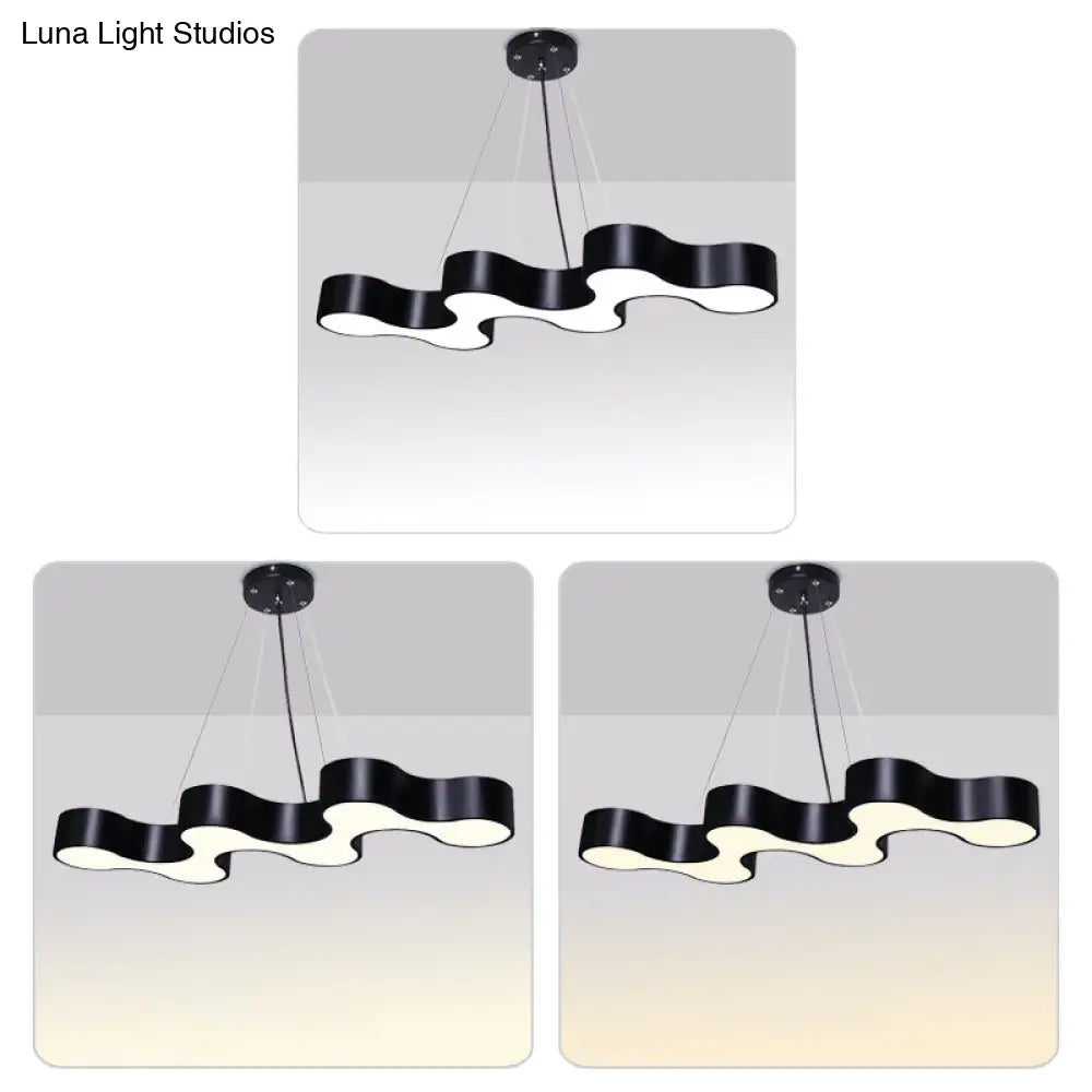 Modern Wave Led Suspension Light: Acrylic Chandelier For Meeting Rooms