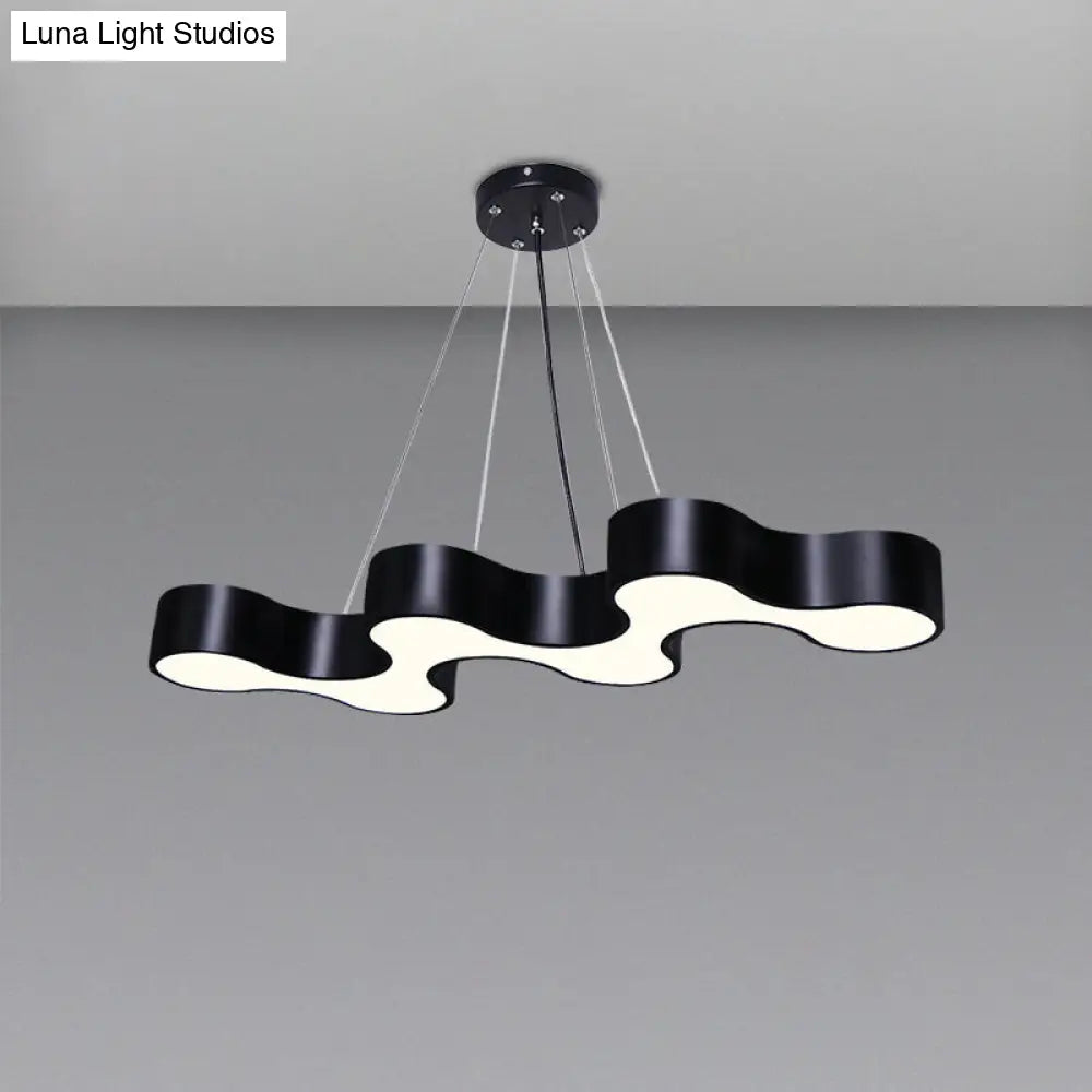 Modern Led Wave Suspension Light: Acrylic Chandelier For Meeting Rooms Black / Natural