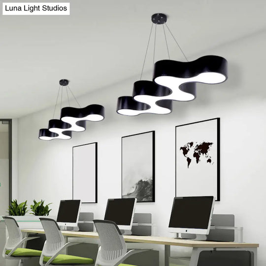 Modern Led Wave Suspension Light: Acrylic Chandelier For Meeting Rooms