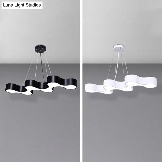 Modern Led Wave Suspension Light: Acrylic Chandelier For Meeting Rooms