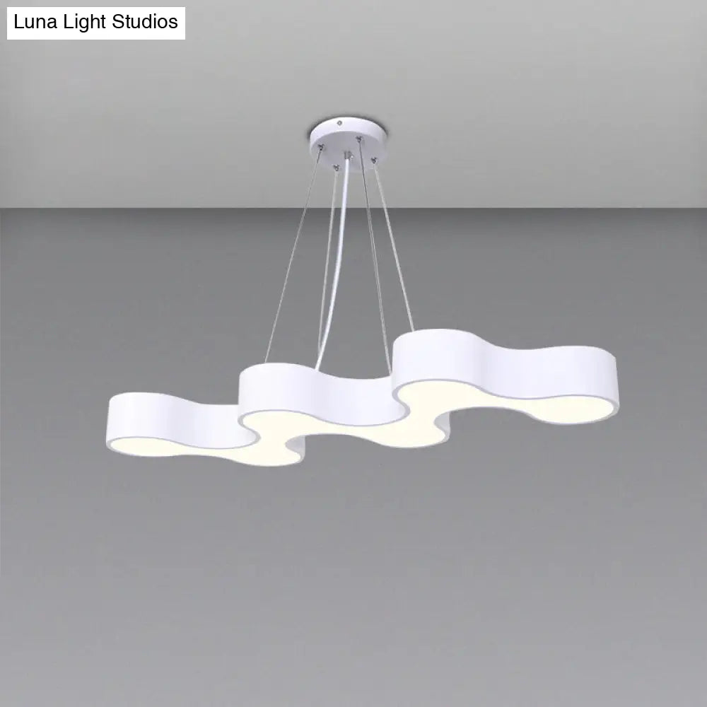 Modern Led Wave Suspension Light: Acrylic Chandelier For Meeting Rooms White / Natural